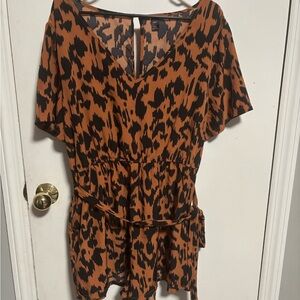 Leopard Print V-Neck Dress